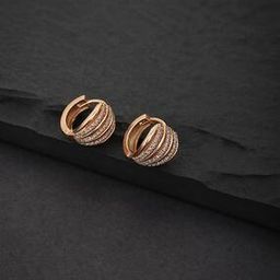 Rose Gold Plated CZ Contemporary Hoop Earrings - FJE3334-image-1