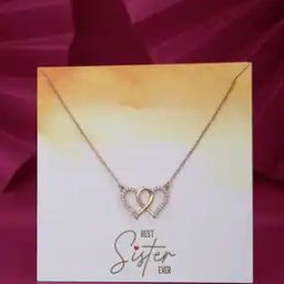 Rose Gold Plated Twins Heart CZ Necklace - FJN4263-image-2