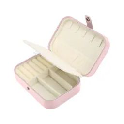 Jewellery Organiser PU Leather Zipper Portable Storage Box with Divider Container-18
