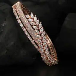 Rose Gold-Plated American Diamond-Studded Cuff Bracelet-50