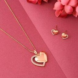 Chain with Heart-Shaped Pendant & Earrings-30