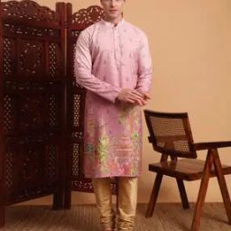 Men Floral Pattern Regular Fit Long Kurta-image-48