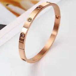Rose Gold-Plated Stone-Studded Slip-On Bracelet-image-3
