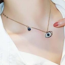 Rose Gold-Plated American Diamond-Studded Evil-Eye Short Necklace-50
