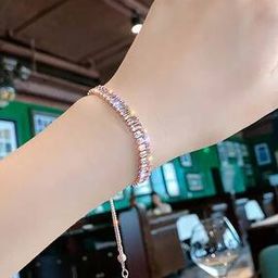 Stone Studded Gold-Toned Bracelet-15