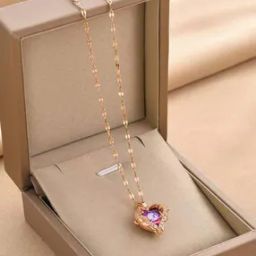 Rose Gold-Plated Heart Pendant with Chain-image-63