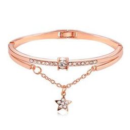 Rose Gold-Plated Stone-Studded Link Bracelet-image-48
