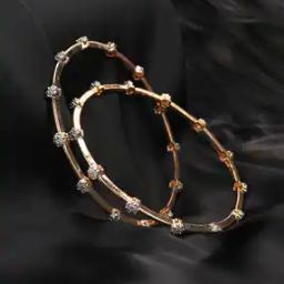 Set of 2 Rose Gold-Plated Stone-Studded Bangles-6