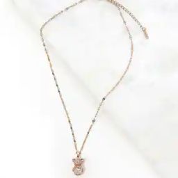 Stone-Studded Teddy Bear Pendant with Chain-image-47