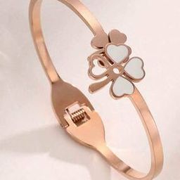 Floral Design Rose Gold-Plated Bracelet-image-30