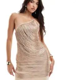 One Shoulder Bandage Fringed Mini Dress-picture-11