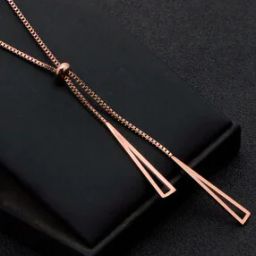 Women RosenGold-Plated Geometric Tassell Pull-Out Necklace-30