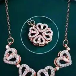 Women Rose Gold-Plated 2-in-1 Magnetic Heart & Four-Leaf Clover Necklace -43