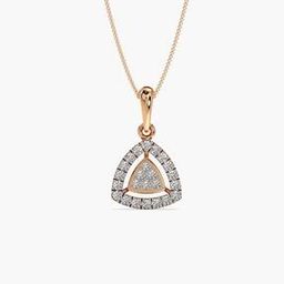 Women Rose Gold Lab Grown Diamond-Studded Triangular Halo Pendant-image-2