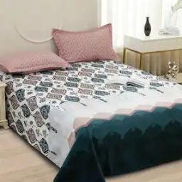 240 TC Double Bedsheet with Pillow Covers-image-40