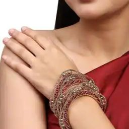 Set of 4 Women Stone-Studded Thin Bangles-image-12