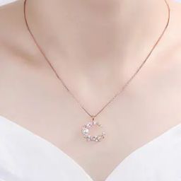 Women Rose Gold-Plated American Diamond-Studded Pendant-picture-14