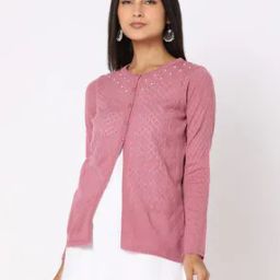 Beaded Pointelle-Knit Cardigan-image-26