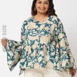 Cotton Printed Top with Button embroidery-28