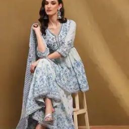 Women Floral Print Peplum Kurta Suit Set-image-54