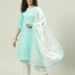 Women Bandhani Print Straight Kurta with Pants & Dupatta-image-62