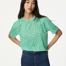 Women Geometric Print Relaxed Fit Crew-Neck T-Shirt-image-18