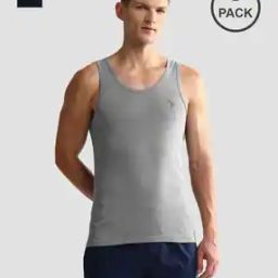 Men Pack of 2 Logo Print Sleeveless Vests-picture-2