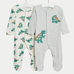 Infant Pack of 2 Pure Cotton Dinosaur Print Sleepsuits-picture-14