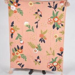 Floral Woven Tasselled Cotton Throw-image-0
