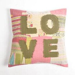 Love Patchwork Kantha Embroidered Cushion Cover 20" x 20"-image-33