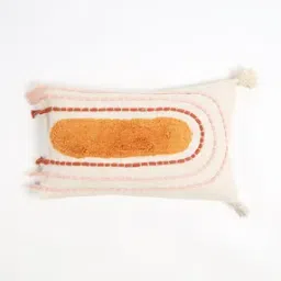 Hand Tufted Cotton Cushion Cover with Tassels 19" x 13"-17