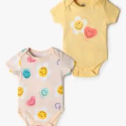 Infants Pack of 2 Printed Round-Neck Onesies-13