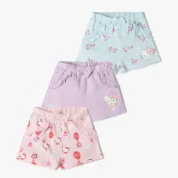 Girls Pack of 3 Printed Regular Fit Shorts-image-8