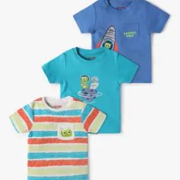 Boys Pack of 3 Printed Round-Neck Assorted T-Shirts-image-51
