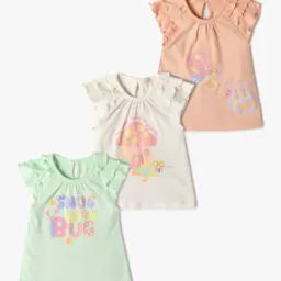 Girls Set of 3 Garden Bug Print Assorted Regular Fit T-Shirts-7