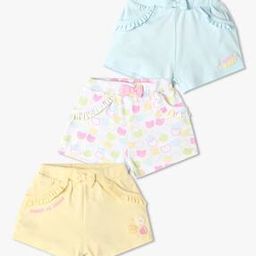 Girls Pack of 3 Printed Regular Fit Cotton Shorts-29
