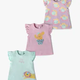 Girls Pack of 3 Printed Regular Fit Round-Neck T-Shirts-picture-49