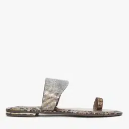 Stone-Embellished Toe-Ring Flat Sandals-image-1