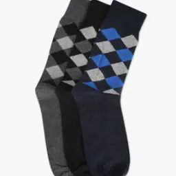 Set of 3 Checked Mid-Calf Length Socks-image-27