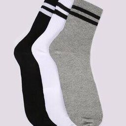 Men Pack Of 3 Striped Mid-Calf Length Socks-image-83