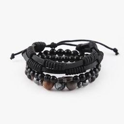 Men Set of 3 Beaded Bracelets-13