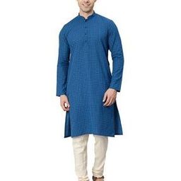 manyavar Checked Kurta with Insert Pockets-picture-5