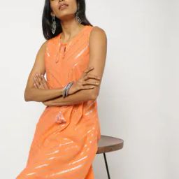 Chevron Print A-line Kurta with Tassel Accent-picture-19
