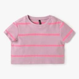 Girls Ribbed Slim Fit Round-Neck T-Shirt-image-53