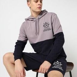 Colourblock Pullover Hoodie with Kangaroo Pockets-image-50