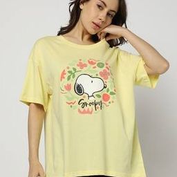 Women Snoopy Print Crew-Neck T-Shirt-image-13