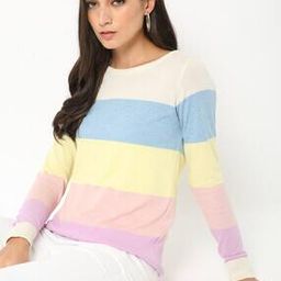 Colourblock Round-Neck Flatknit Pullover-image-67
