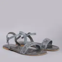 Women Embellished Flat Sandals with Slingback-image-1