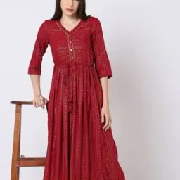 Printed Fit & Flare Dress-image-19