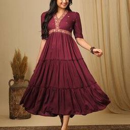 Women Embroidered Tiered Dress-image-12